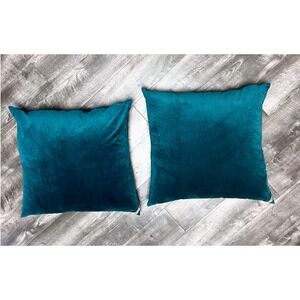 Callisto Home Throw Pillows Set of 2 Teal Velvet Square Lumbar Accent